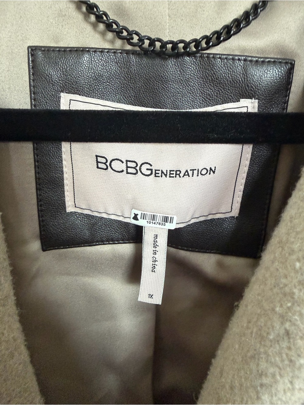 BCBGeneration Hooded Shawl Collar Trench Coat in Taupe - Picture 2 of 3